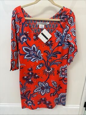 Gretchen Scott Designs Red Floral Paisley Mini Dress